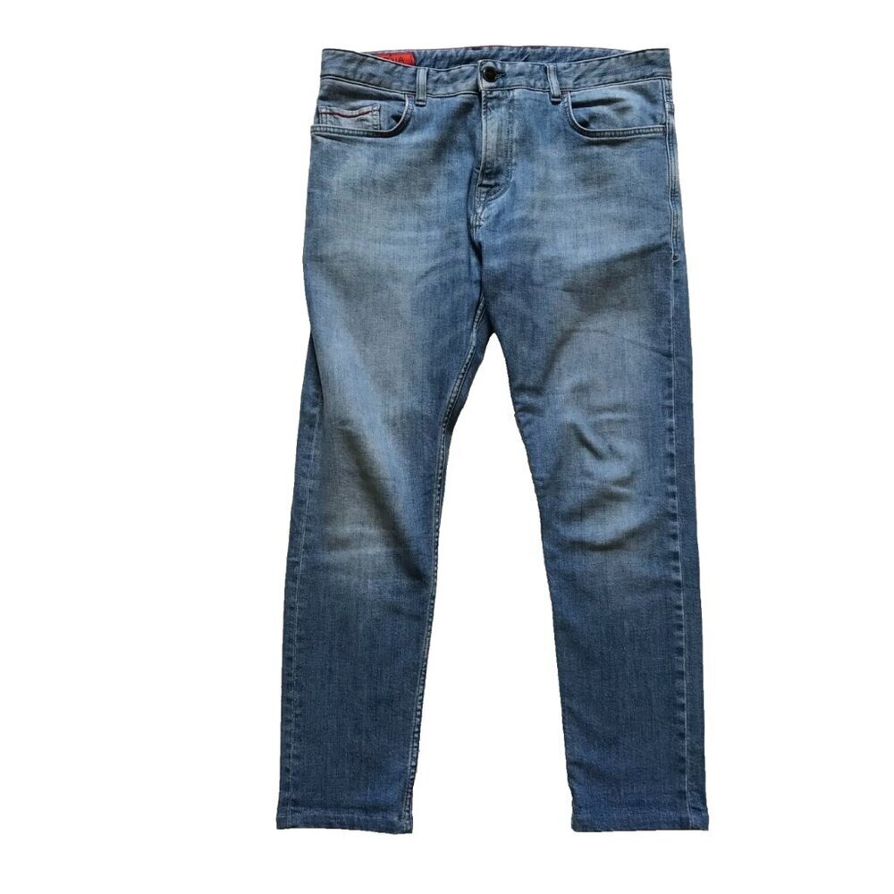 Isaia Iconico Barchetta EA Jeans Mens 32 Blue Denim Cotton 5 Pocket Stretch Pant